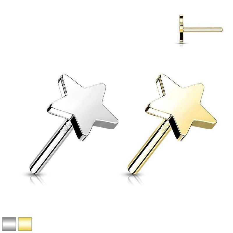 14kt Gold Threadless Star Top White Gold 3mm