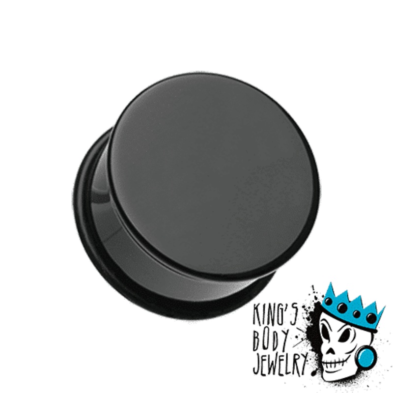 Black Acrylic Single Flare Plugs (10 gauge – 1 inch) 10 g