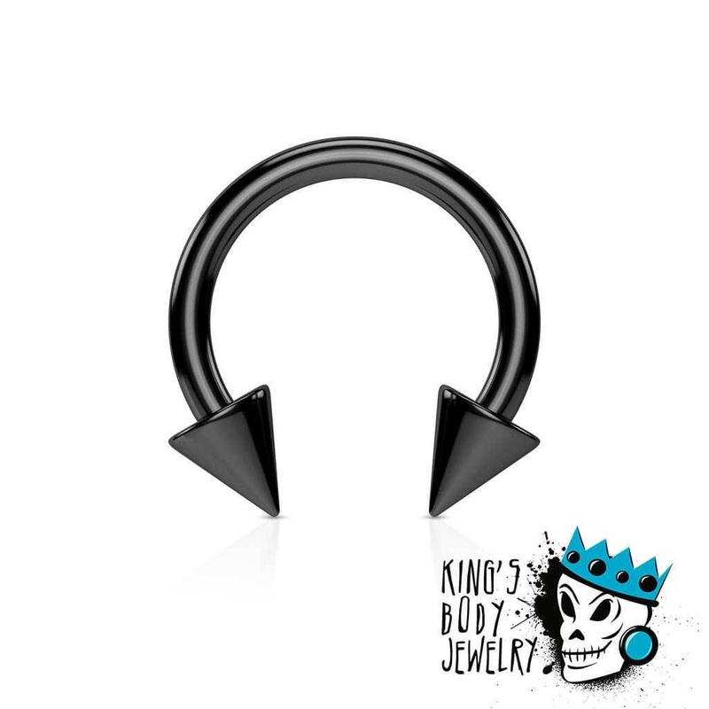 Black Steel Circular Barbells with Spikes (18 gauge – 0 gauge) 18 g 3/8″