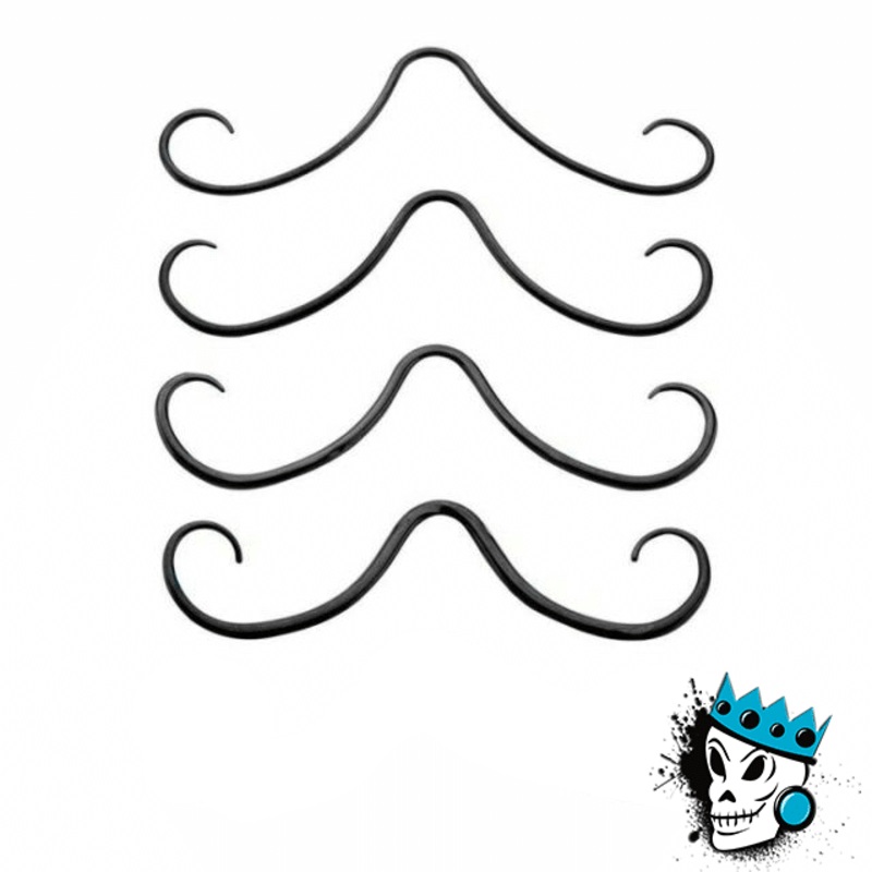 Black Steel Septum Mustache (12 gauge) 16 g