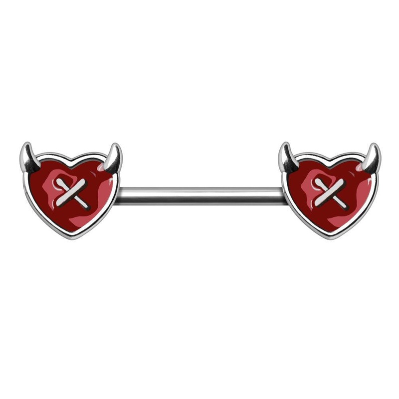 Devil Heart Nipple Bar 14G (Single)