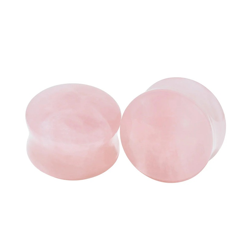 Diablo Organics Rose Quartz Stone Plugs (8 gauge – 1 inch) 8 g