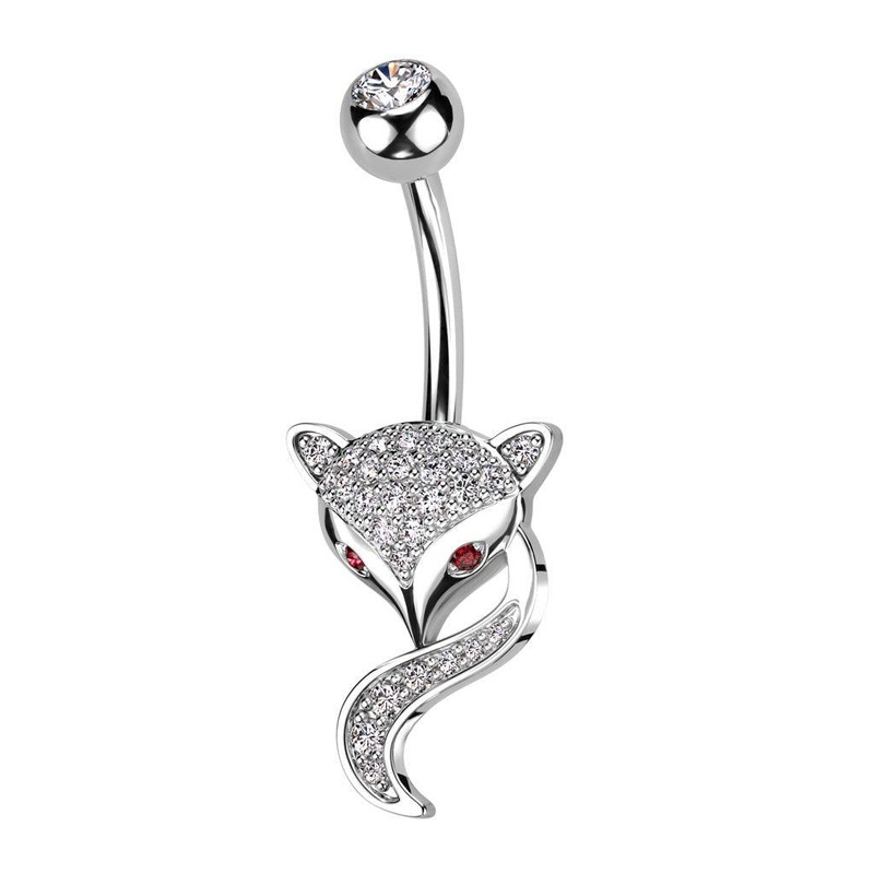 Gem Fox Belly Bar 14G Gold