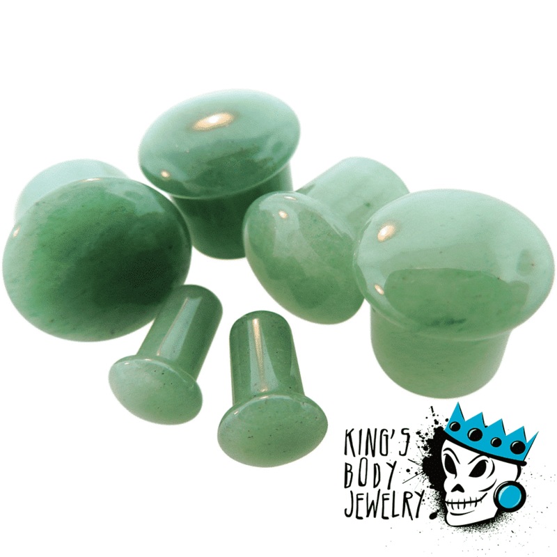 Green Aventurine Single Flare Stone Plugs (8 guage – 12 mm) 8 g