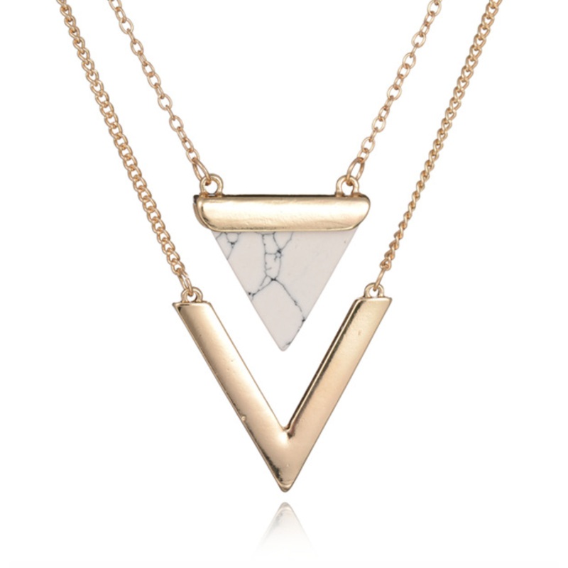 Lana Geometric Gold Howlite Necklace Howlite