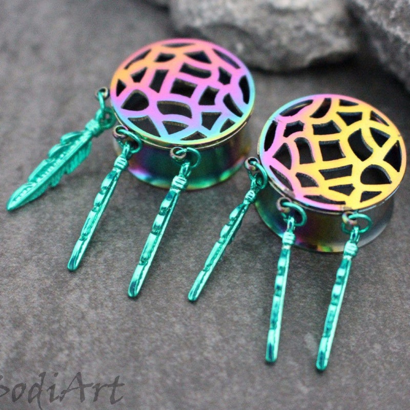 Machakw Rainbow Filigree Ear Gauges 00G (10mm)