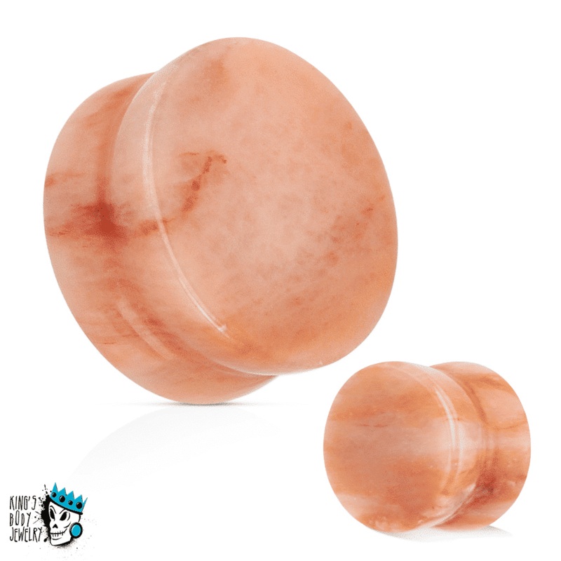 Peach Jade Double Flare Plugs (8 gauge – 1 inch) 8 g
