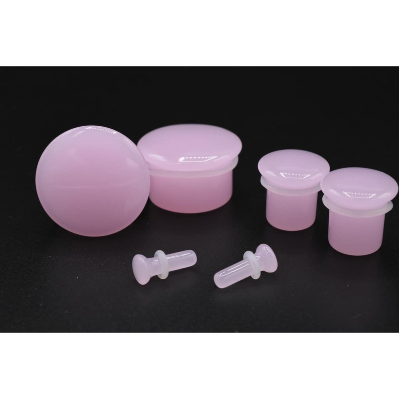 Pink Single Flare Glass Plugs (8 gauge – 1 inch) 8 g