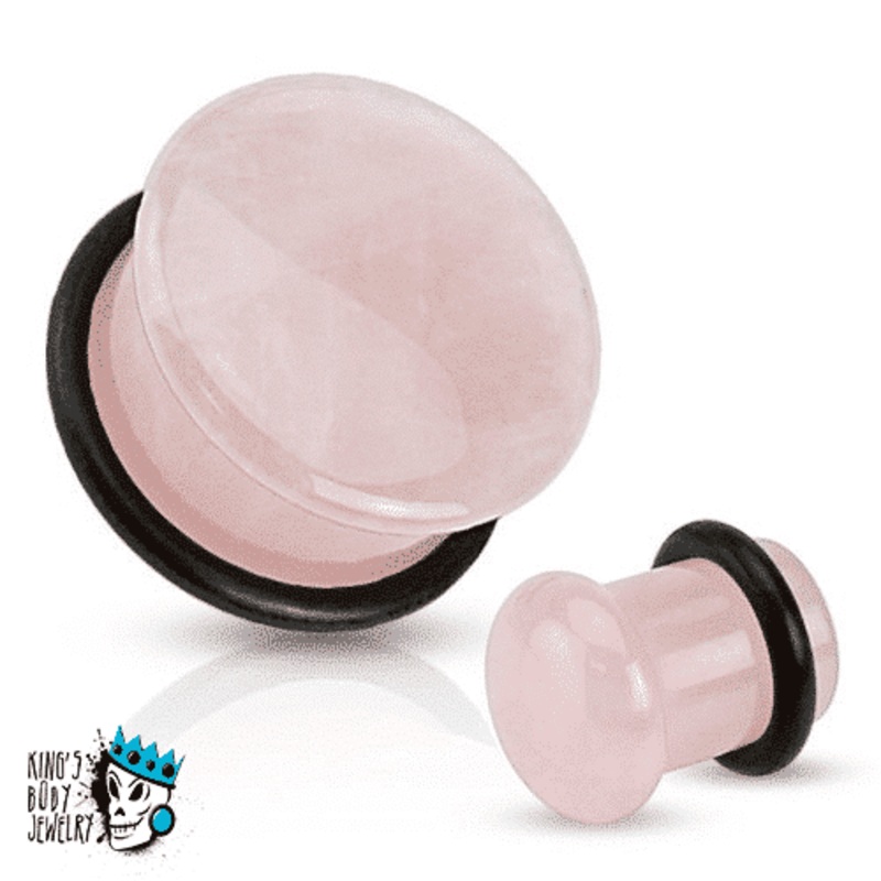 Rose Quartz Single Flare Stone Plugs (6 gauge – 5/8 inch) 6 g