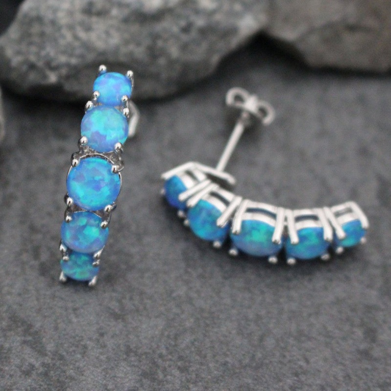 Sophia Blue Fire Opal Earrings