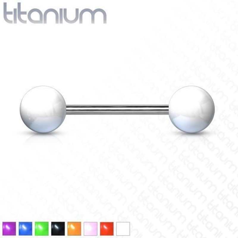 Titanium Barbell with Colour Ends 14G Black