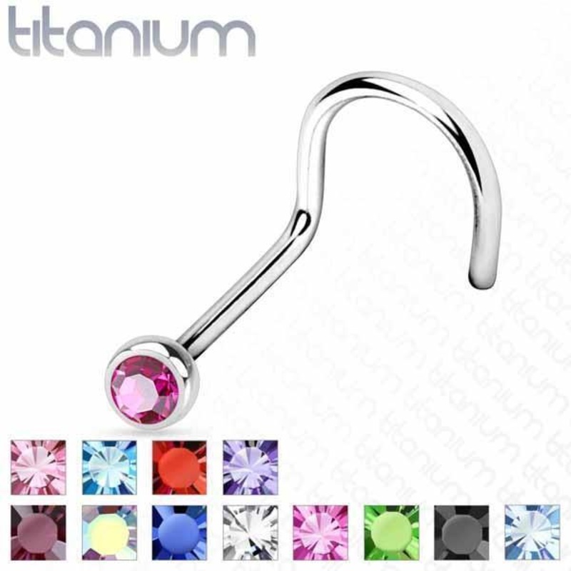 Titanium Gem Nose Screw 20G 18G 20G Aurora Borealis