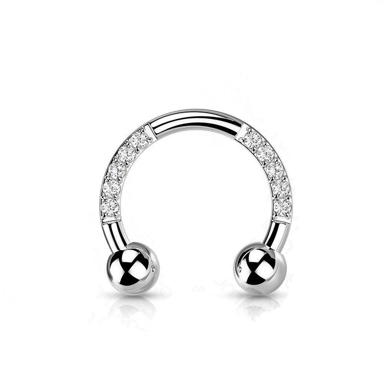 Titanium Paved Horseshoe 16G 8mm