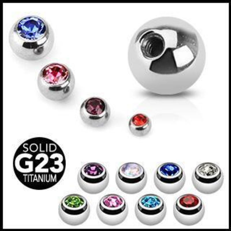 Titanium Threaded Gem Ball 16G 3mm Clear