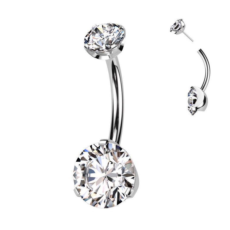 Titanium Threadless Prong Belly Bar 14G 10mm