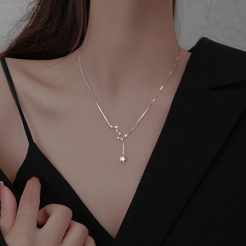 Astronomy Constellation Lariat Crystal Drop Chain Choker Necklace Rose Gold 45cm Chain Length