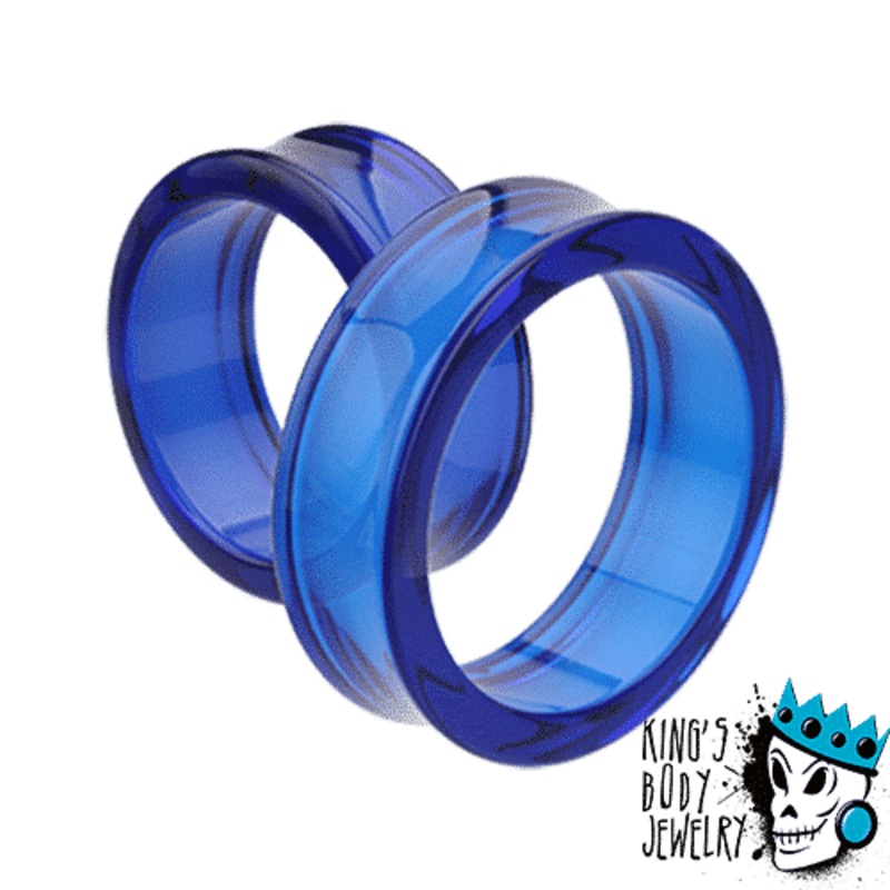 Blue Acrylic Double Flare Tunnels (10 gauge – 2 inch) 10 g