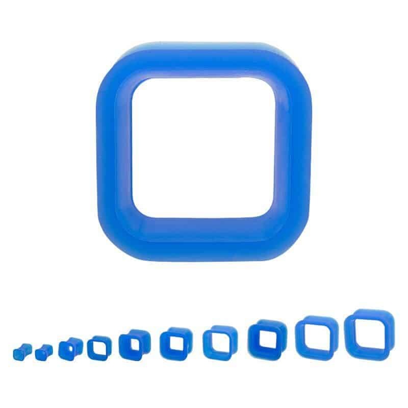 Blue Square Silicone Tunnels (2 gauge – 1 inch) 2 g