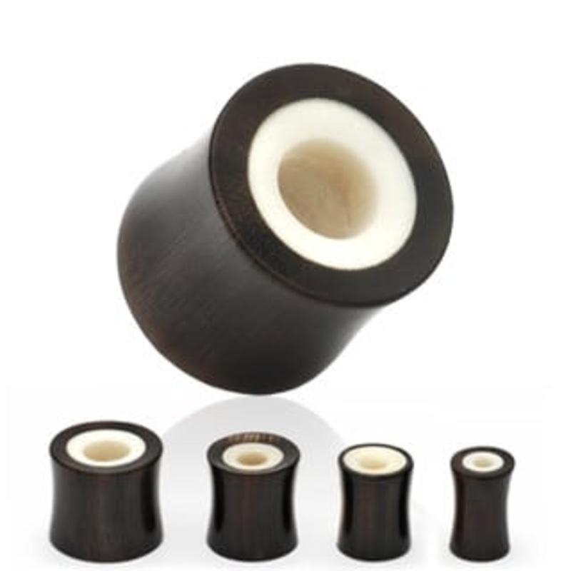 Buffalo Horn with Inlay Bone Eyelets (2 gauge – 1 inch) 2 g