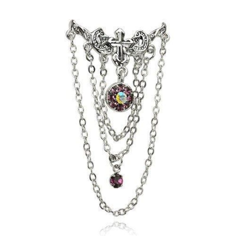Cross Chain Top Drop Belly Bar 14G