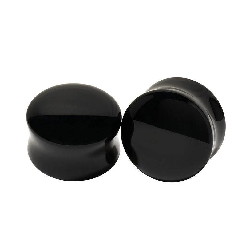 Diablo Organics Black Obsidian Stone Plugs (8 gauge – 1 inch) 8 g
