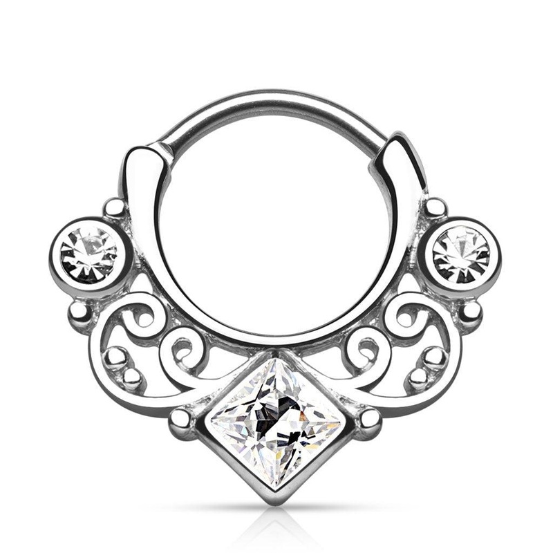 Gem Swirls Septum Clicker 16G Rose Gold