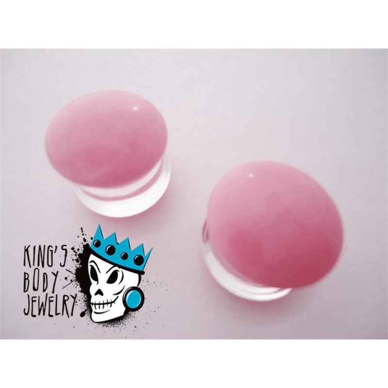 Gorilla Glass Pink Color Front Double Flare Plugs (8 gauge – 1 inch) 8 g