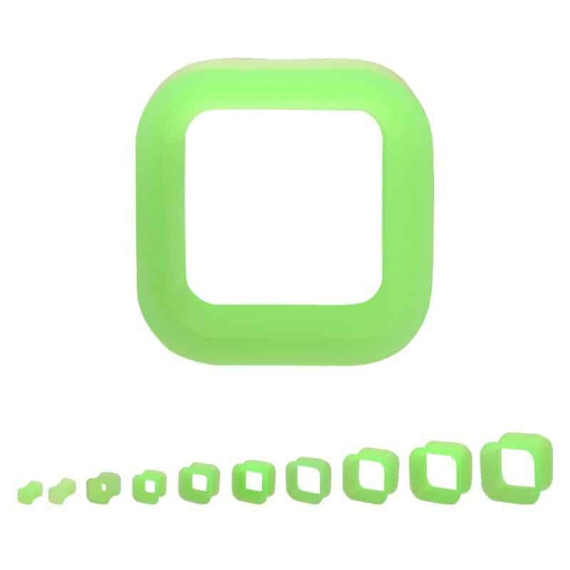 Green Square Silicone Tunnels (2 gauge – 1 inch) 2 g