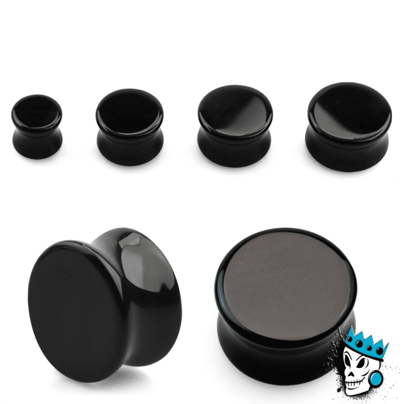 Onyx Convex Stone Plugs (6 gauge – 1 inch) 8 g