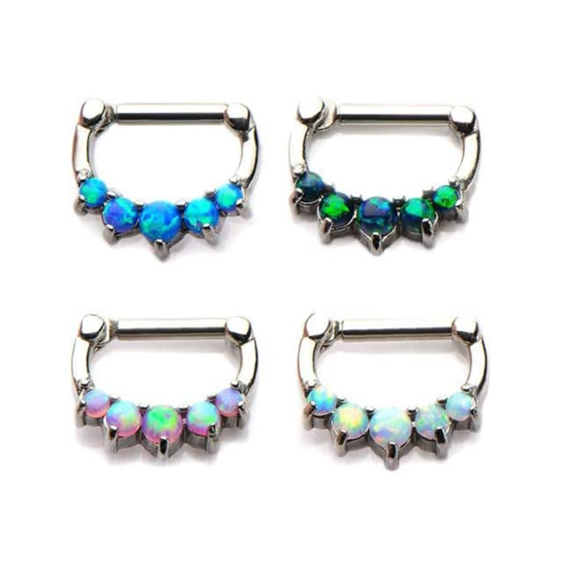 Opal Inlay Septum Clicker (16 gauge – 14 gauge) 16 g