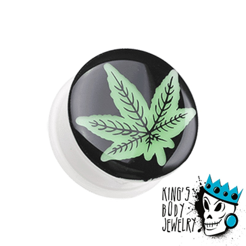 Pot Leaf Glow In Dark Plugs (2 gauge – 1 inch) 2 g