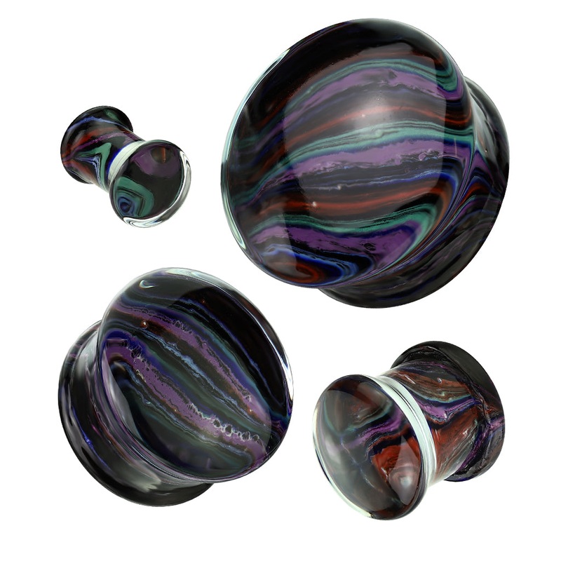 Rainbow Stripes Double Flare Glass Plug (2 gauge – 1 inch) 2 g
