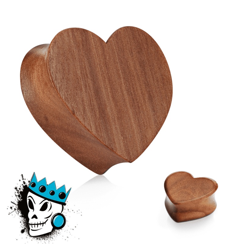 Red Cherry Wood Heart Plugs (0 gauge – 1 inch) 0 g