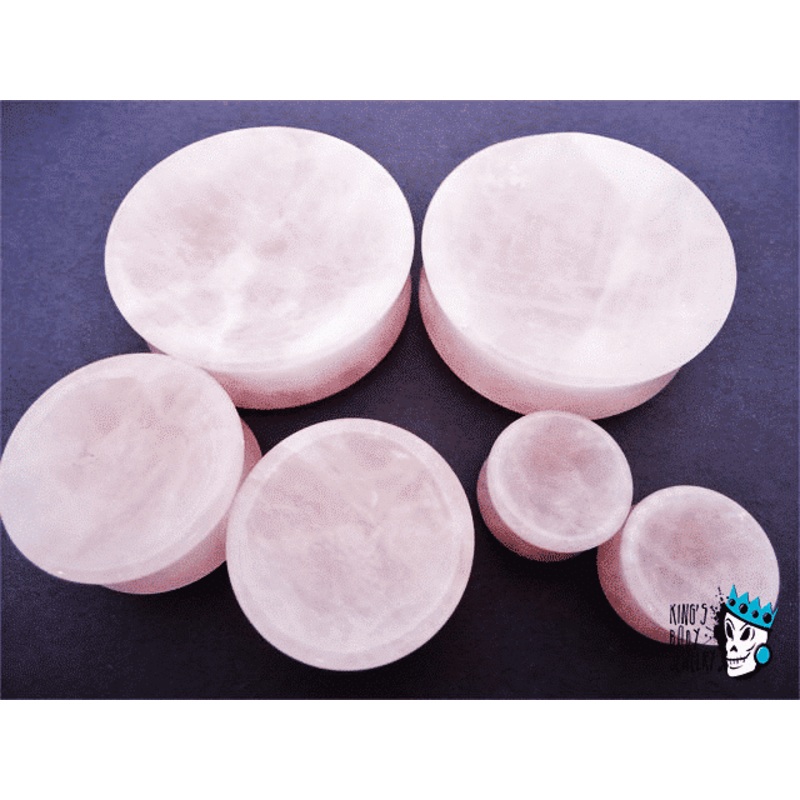 Rose Quartz Concave Stone Plugs (8 gauge – 1 7/8 inch) 8 g