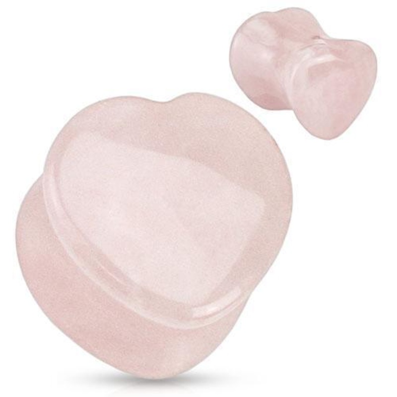 Rose Quartz Stone Heart Plug 6mm-16mm 16mm(5/8″)