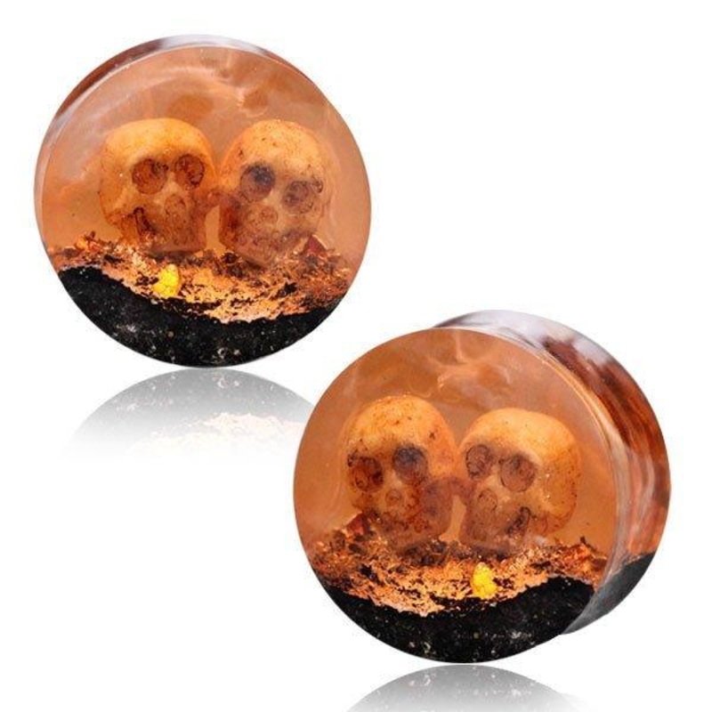 Skulls Epoxy and Wood Plug 12mm-25mm 12mm(1/2″) (Pair)