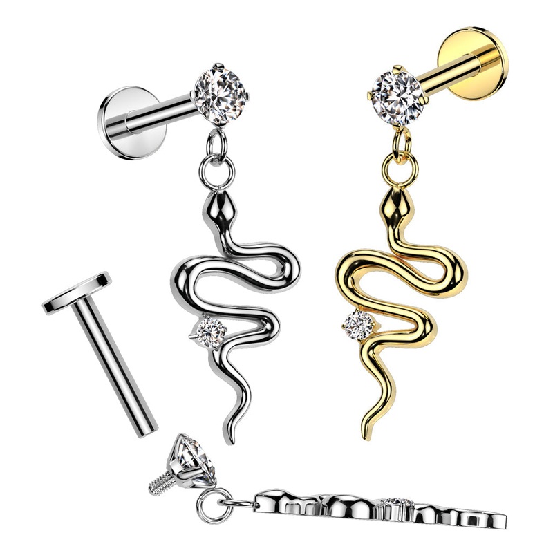Snake Dangle Labret 16G Gold