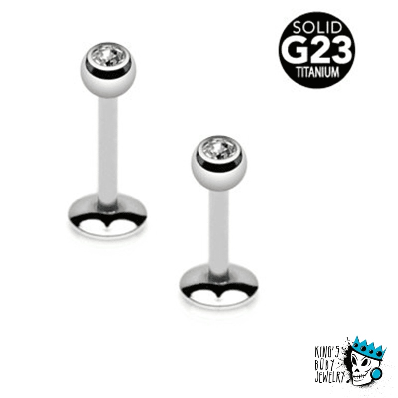 Titanium Internally Threaded Bling Labret Ring (16 gauge – 14 gauge) 16 g 5/16″