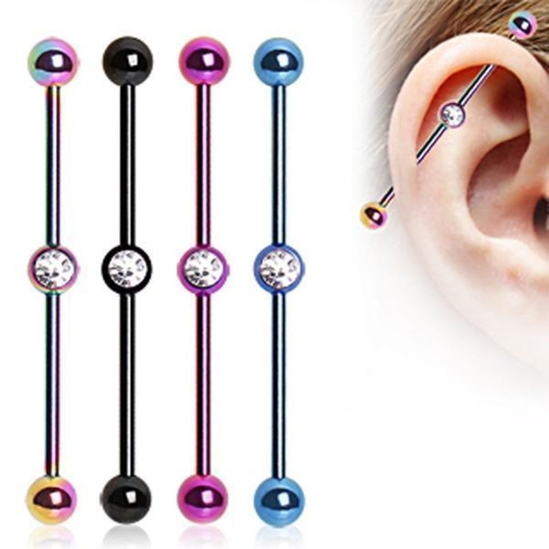 Titanium IP Industrial with Gem 14G 38mm Black