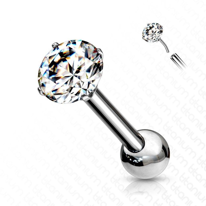 Titanium Prong Threadless Cartilage Bar 18G 6mm 3mm