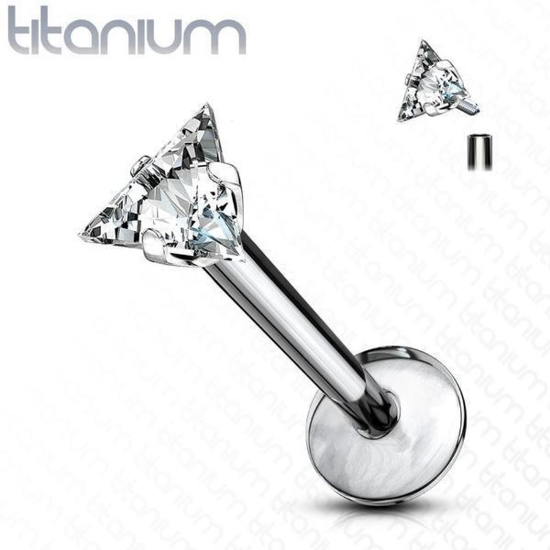 Titanium Prong Triangle Labret 16G 6mm