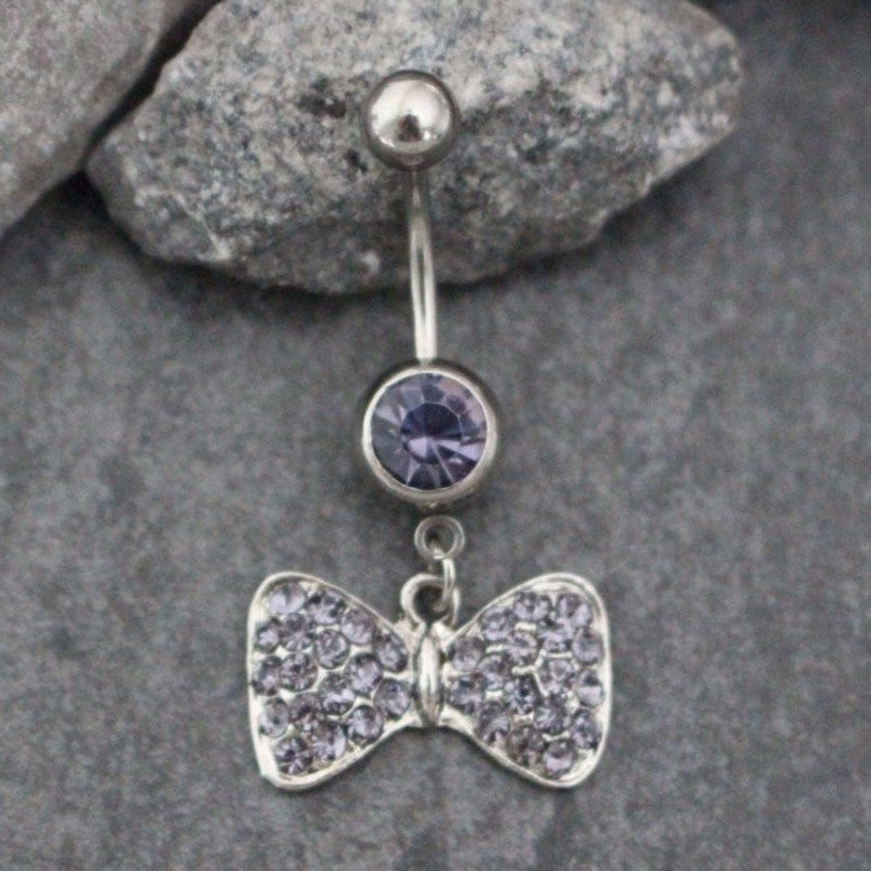 Vivian Bow Belly Button Ring in Purple