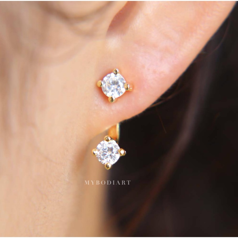 Zola Simple Cubic Zirconia Crystal Stud Ear Jacket Earring Gold