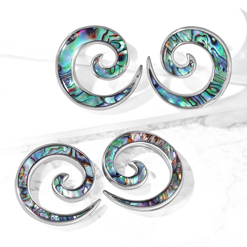 Abalone Inlaid Steel Spirals (2 & 0 gauge) 2 g