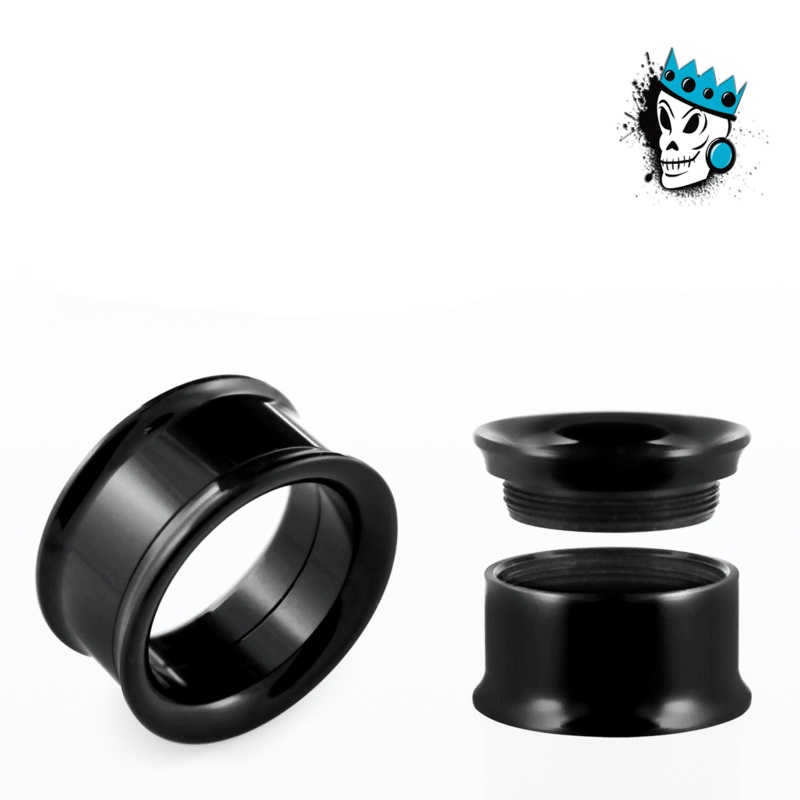 Black Acrylic Internally Threaded Tunnels (8 gauge – 1 inch) 8 g