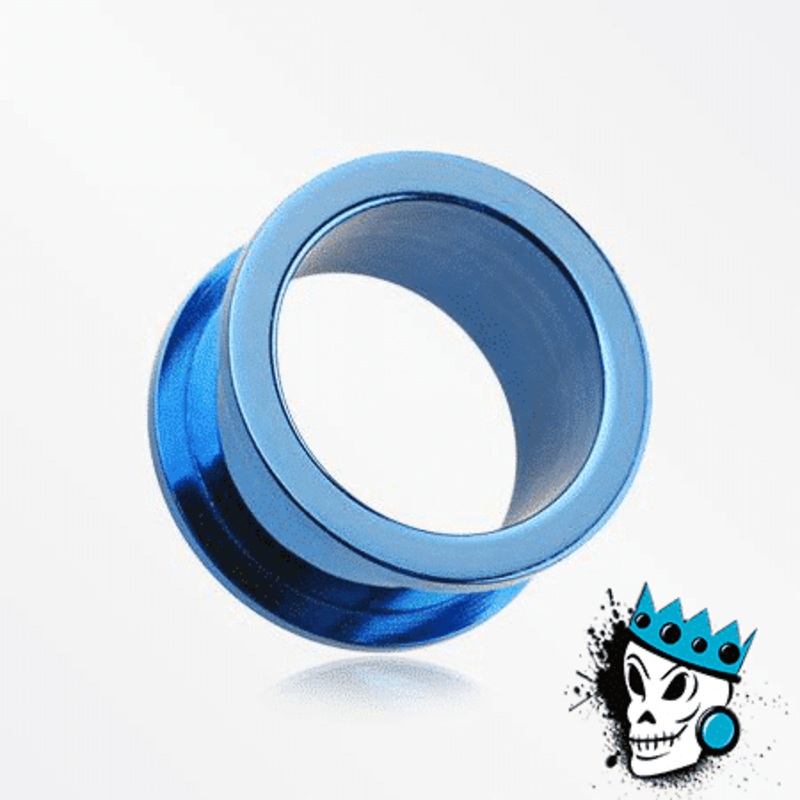 Blue Stainless Steel Flesh Tunnels (14 gauge – 1 inch) 14 g