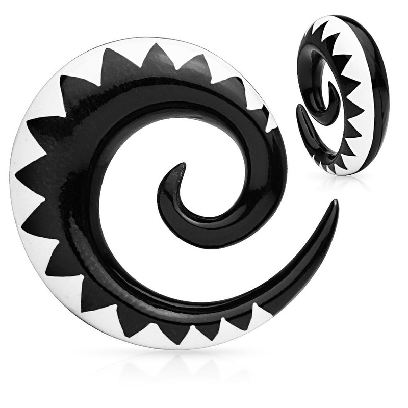 Buffalo Horn Spirals w/ Buffalo Bone Inlay (2 gauge – 12 mm) 2 g