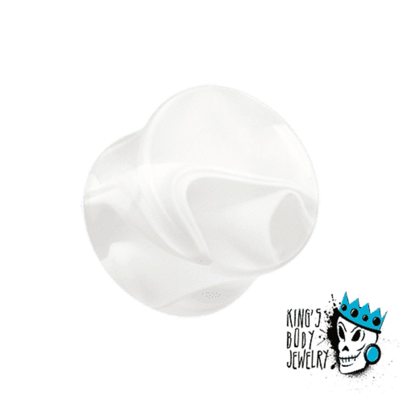 Clear Marble Acrylic Double Flare Plugs (8 gauge – 1 inch) 8 g