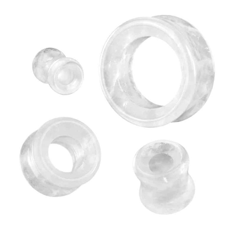 Cloudy Quartz Stone Tunnels (2 gauge – 1 inch) 2 g