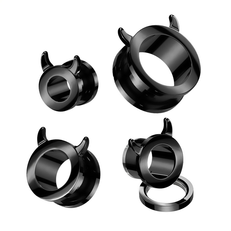 Devil Horn Black Flesh Tunnels (2 gauge – 5/8 inch) 2 g